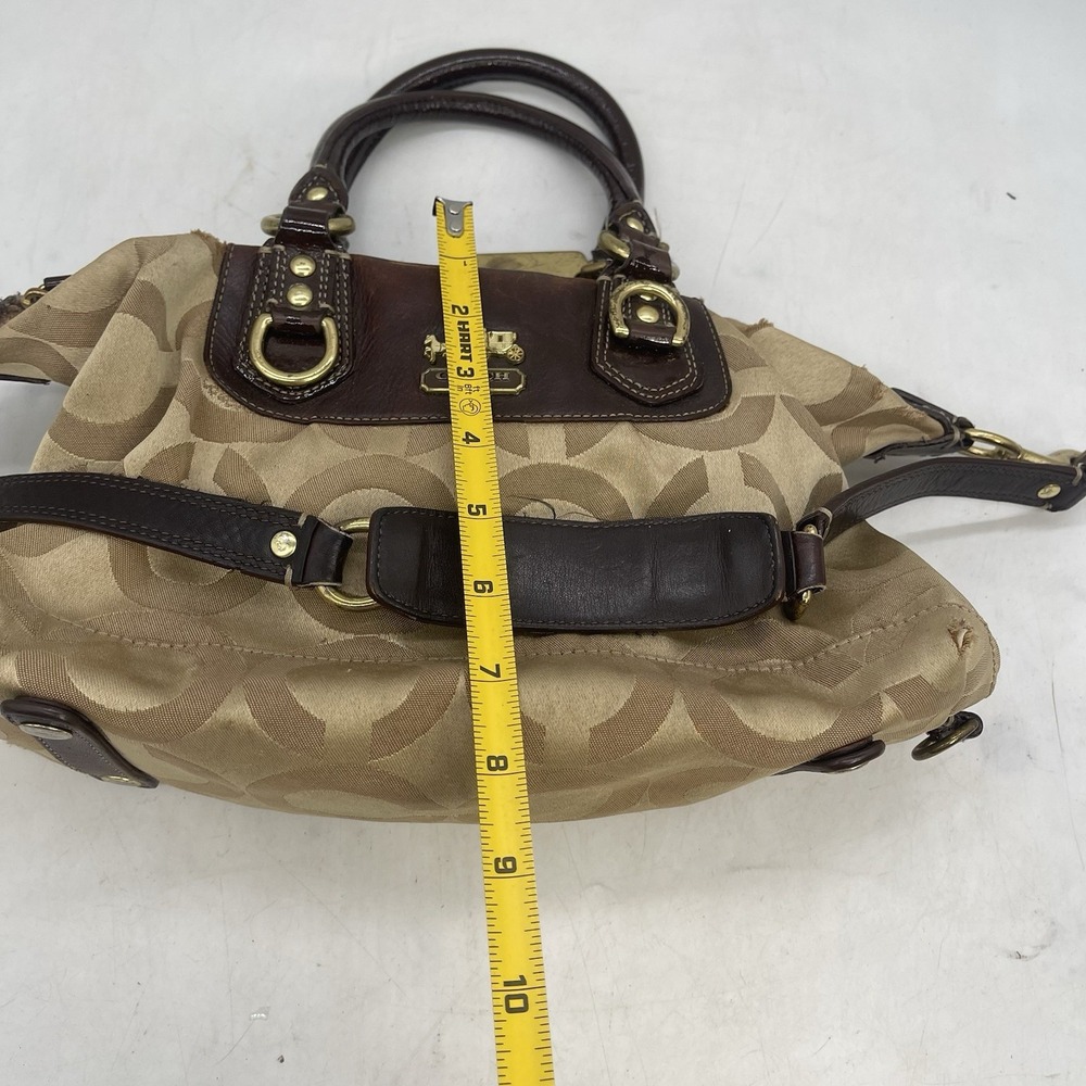Coach Ashley Metallic Signature Carryall Logo Womens Brown Tan Leather Canvas - Picture 6 of 14